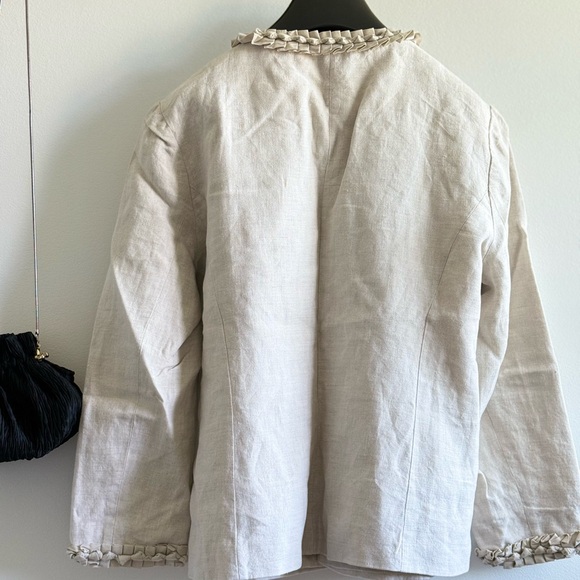 Vintage 90s Boxy Liz Claiborne Women's Linen Cream Jacket 80s Retro - Picture 5 of 5
